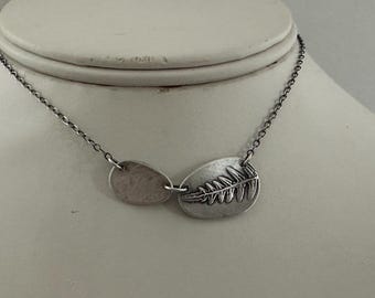 Bracken Fern necklace, native plant, botanical, 17 inches, recycled silver, made for adventure