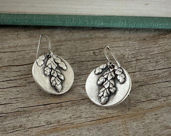 Western Red Cedar, silver earrings, recycled, Cedar, Botanical jewelry, Organic, PNW, made for adventure