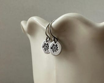 Petite Blossom, flower earrings, recycled silver, made for adventure