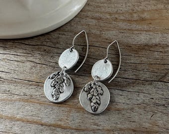 Cedar, Thuja plicata ,silver earrings, organic, recycled, Western Red Cedar, made for adventure