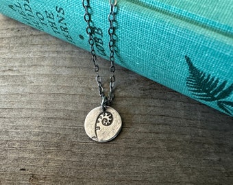Recycled Silver Fiddlehead Fern Necklace - Botanical Charm, 16 Inch