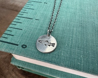 Rainbow Trout, 16 inch, Oncorhynchus mykiss, Trout necklace, recycled silver, made for adventure,