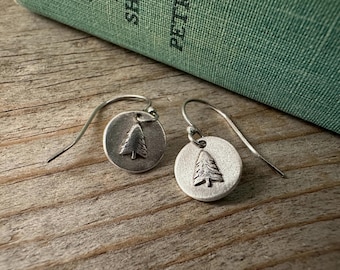 Rustic Pine Silver Earrings: Handmade Sterling Silver, Adventure Jewelry