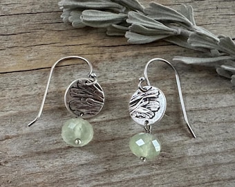 Sagebrush, sage green prehnite, artemisia tridentata, dangle earrings, recycled silver, made for adventure