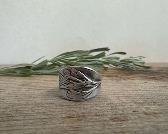 Sagebrush Ring, size 9 1/2, slightly adjustable, sagebrush leaves, recycled silver, organic, artemisia tridentata