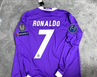 Personalized Name and Number, 2016-2017 Season Real Madrid Away Jersey, No. 7 Ronaldo Retro Jersey,