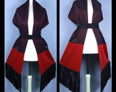 Gypsy Large Boho XXL Stole Wedding Art Leather Fringe Vintage Country Western Bridal Hippie Kunstleder