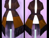 Gypsy Large Boho XXL Stole Wedding Art Leather Fringe Vintage Country Western Bridal Hippie Kunstleder