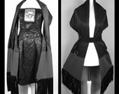 Gypsy Large Boho XXL Stole Wedding Art Leather Fringe Vintage Country Western Bridal Hippie Kunstleder