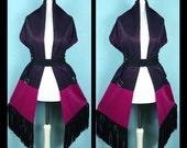Gypsy Large Boho XXL Stole Wedding Art Leather Fringe Vintage Country Western Bridal Hippie Kunstleder