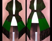 Gypsy Large Boho XXL Stole Wedding Art Leather Fringe Vintage Country Western Bridal Hippie Kunstleder
