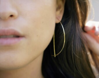 Hoop Earrings, Arc Earrings, Thin Gold Hoops, Large Hoop Earrings, Delicate Earrings, Threader Earrings, Geometric Earrings