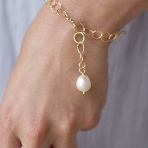 Gold Pearl Bracelet, Layering Bracelet, Single Pearl Bracelet, Gold Bracelet For Women, Wedding Bracelet, Genuine Pearl Bracelet image 2