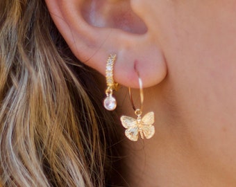 Butterfly Small Hoop Earrings, Butterfly Earrings, Huggie Hoop Earrings, Dainty Hoops, Gifts For Her