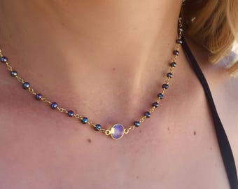 opal choker necklace, gemstone choker, black pearl choker, beaded choker, opal necklace, opalite necklace, opal bridal jewelry