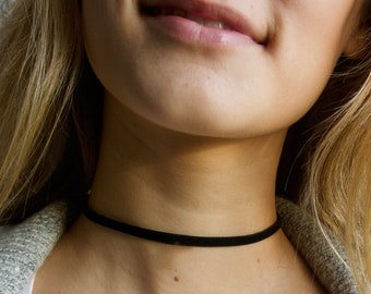 Black Velvet Choker, Comfortable Thin Black Chokers, 90's Goth Black Choker, Dainty Black Choker, Thin Black Chokers Women's, Simple Choker