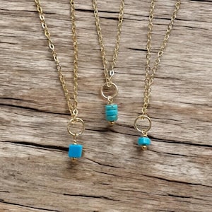 Delicate Turquoise Necklace, Tiny Turquoise Charm Necklace, December Birthstone Necklace, Minimalist Turquoise Jewelry, Birthday Gift