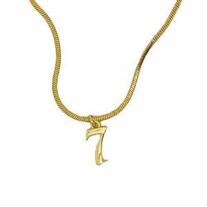 Gold Number Necklace, Baseball Necklace With Number, Lucky Number Necklace, Gold Number Pendant, Gift For Kids, Personalized, Birthday image 5