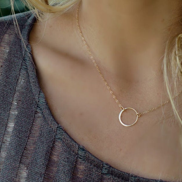 Eternity Necklace, Eternity Necklace Gold, Gold Circle 14K Necklace, Gold Necklace, Open Circle Necklace, Gift For Daughter