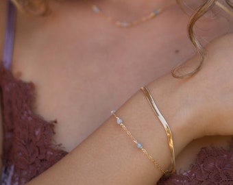 Aquamarine Bracelet, Aquamarine 14K Gold Filled Bracelet, March Birthstone Bracelet, Gold Filled Gemstone Bracelet, Gold Blue Bracelet