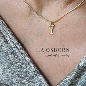 Gold Number Necklace, Baseball Necklace With Number, Lucky Number Necklace, Gold Number Pendant, Gift For Her, Personalized, Birthday Gift