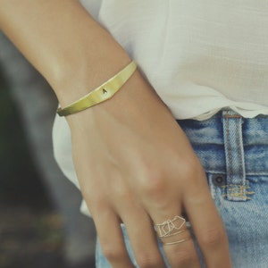 initial cuff bracelet, custom bracelet, stamped bracelet, bangle bracelet, mommy bracelet, personalized gift image 1