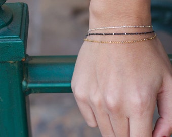 dainty layering bracelet, gold bracelet, layered bracelet, thin chain, stacking bracelet