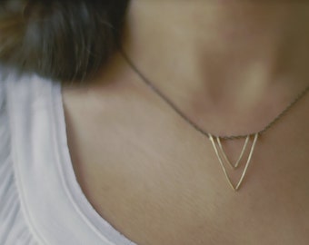 Geometric Necklace, V Necklace, Triangle Necklace, Modern Necklace, Vertex Necklace, Gift For Her