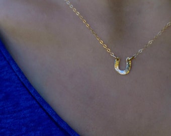 Ultra Tiny Horseshoe Necklace, Dainty Gold Good Luck Necklace, Small Horseshoe Necklace, Lucky Charm Necklace, Gift For Her