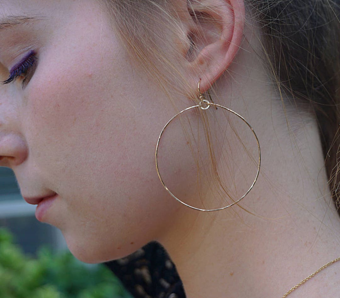 Pendientes De Aro Grandes De Plata/Oro - Plata De Ley 925, Hipoalergénicos, Tamaños 30/40/50/60 Mm, Para Mujer