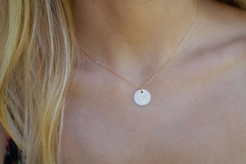 Gold Disc Necklace Disc Choker Necklace Dainty Choker Layering Necklace Delicate Gold Necklace Coin Necklace image 3