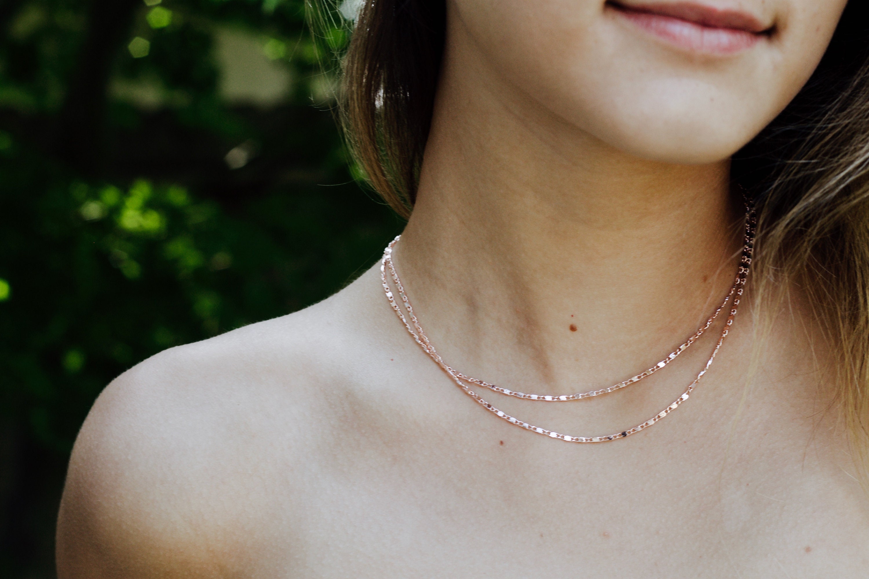 Rose Gold Layered Necklace Dainty Choker Necklace Multi 