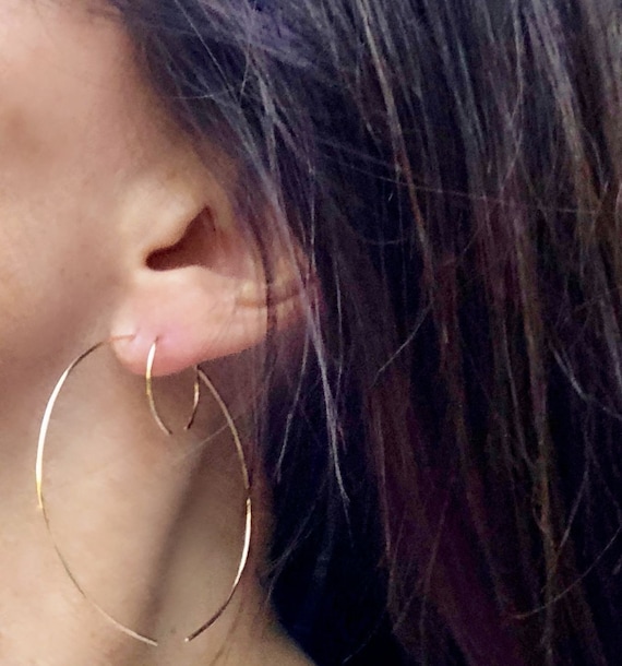 14k Gold Filled 1 Inch Skinny Hoop Earrings Tiny Gold Hoop Earrings Threader Hoop Earrings Minimalist Earrings