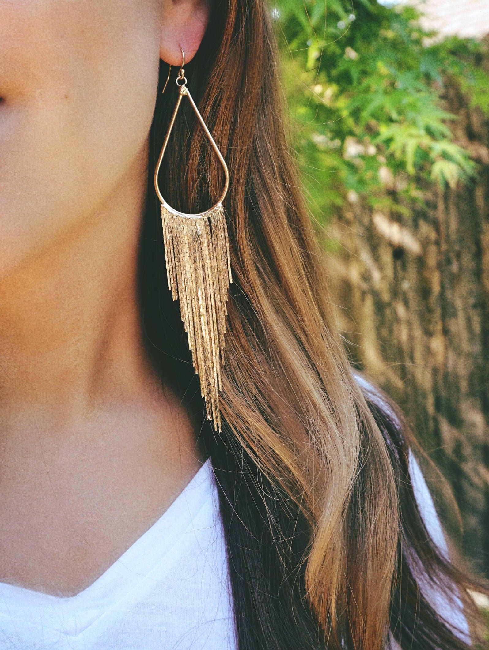 Gold Fringe Tassel Earrings - Extra Long – Szafir Jewelry