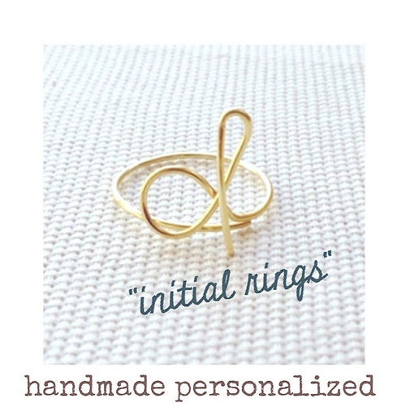 Custom Initial Ring Gold Filled Letter Ring, Sterling Silver Initial Ring, Stack Rings, Name Ring, Personalized Bridesmaid Gift image 3