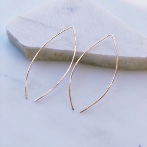 Hook Earrings, Gold Earrings, Minimalist Earrings, Arc Earrings, Threader Earrings