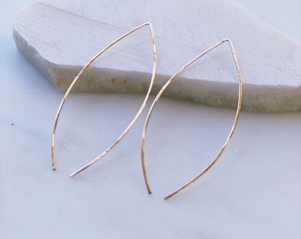 Hook Earrings, Gold Earrings, Minimalist Earrings, Arc Earrings, Threader Earrings