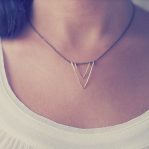 Geometric Necklace, V Necklace, Triangle Necklace, Modern Necklace, Vertex Necklace, Gift For Her image 4