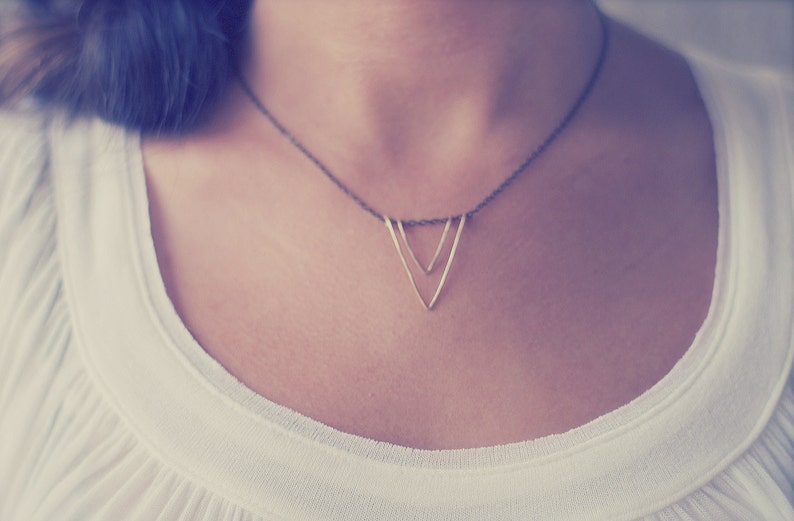 Geometric Necklace, V Necklace, Triangle Necklace, Modern Necklace, Vertex Necklace, Gift For Her image 4
