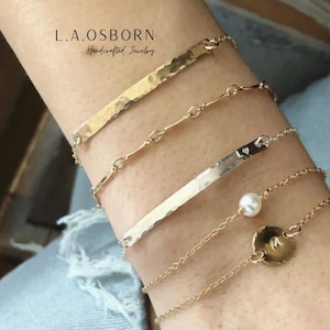 Dainty Gold Bracelet, 14k Gold Filled Bracelet, Delicate Gold Chain Bracelet, Gold Bar Bracelet, Thin Gold Bracelet, Sterling Silver