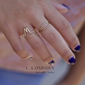 Custom Initial Ring Gold Filled Letter Ring, Sterling Silver Initial Ring, Stack Rings, Name Ring, Personalized Bridesmaid Gift