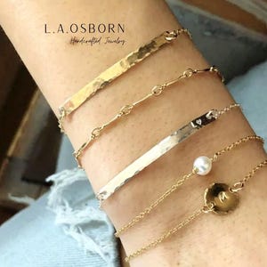 Dainty Gold Bracelet, 14k Gold Filled Bracelet, Delicate Gold Chain Bracelet, Gold Bar Bracelet, Thin Gold Bracelet, Sterling Silver