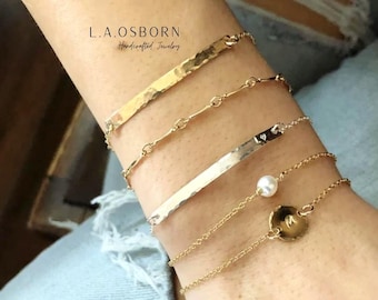 Dainty Gold Bracelet, 14k Gold Filled Bracelet, Delicate Gold Chain Bracelet, Gold Bar Bracelet, Thin Gold Bracelet, Sterling Silver