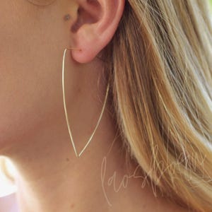 Triangle Hoops, Large Hoop Earrings Gold, Thin Hoops, Minimalist Hoops