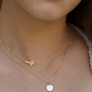 Cross Necklace Women, Gold Cross Necklace, Sideways Cross Necklace, Dainty Horizontal Cross, Handmade Jewelry, Birthday Gift, Gift for Her image 8
