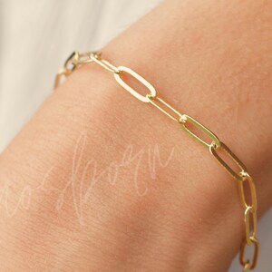 Gold Paperclip Chain Bracelet, Gold Link Bracelet, Gold Chain Bracelet, Paperclip Chain, Gold Layering Bracelet, Gold Minimalist Bracelet