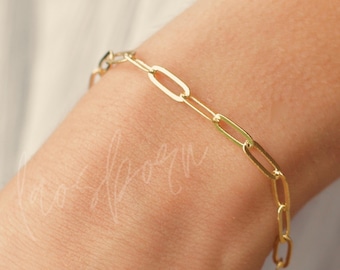 14K Gold Filled Paperclip Chain Bracelet, Dainty Minimalist Layering Link Bracelet, Tarnish Resistant Bracelet, Gift for Her