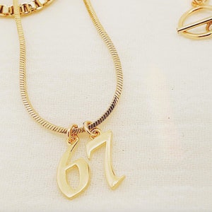 Gold Number Necklace, Baseball Necklace With Number, Lucky Number Necklace, Gold Number Pendant, Gift For Kids, Personalized, Birthday image 7