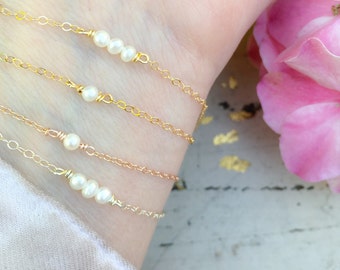 Dainty Pearl Bracelet, One Pearl Bracelet, Tiny Pearl Bracelet, Minimal Bracelet, Bridesmaid Proposal