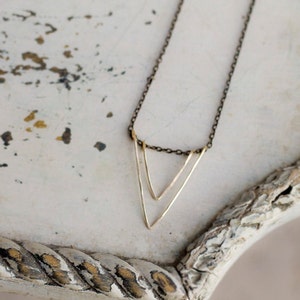 Geometric Necklace, V Necklace, Triangle Necklace, Modern Necklace, Vertex Necklace, Gift For Her image 2